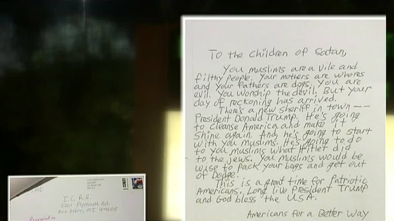 Ann Arbor mosque receives hate letter
